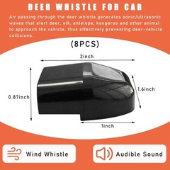8 PCS Deer Whistles for Car, Automotive Warning Whistle 8 PCS, Black
