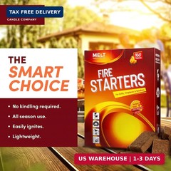 Fire Starter Squares, 160 Count, Campfire, Charcoal Grill & Wood Stove | Water-r