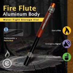 Compact Aluminum Signal Whistle with Ferro Rod & Waterproof Tinder Compartment –