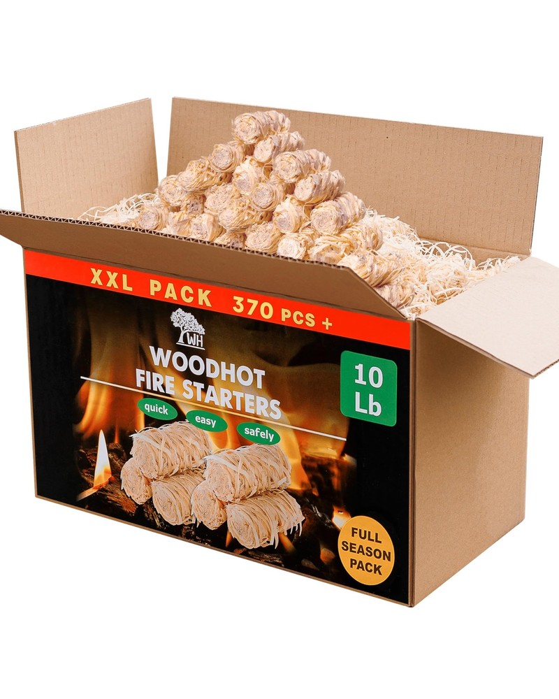 WH 370 pcs Natural Fire Starters for Indoor Fireplace – 10lb Large Box