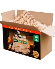 WH 370 pcs Natural Fire Starters for Indoor Fireplace – 10lb Large Box
