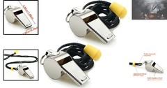 2-Pack Food-Grade Stainless Steel Whistles with Lanyards – Perfect for Coaches