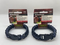 SecureLine Survival Bracelet Nylon Paracord Rope Lot of 2 – Large, Black/Grey