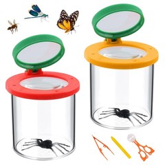 Tumbler Magnifiers for Kids, 2 Pack Magnifying Glass for Kids Insect Viewer for 3Fac…