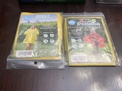 Hooded Packable Emergency Rain Poncho Adult & Child Sizes Waterproof Camp/Sports