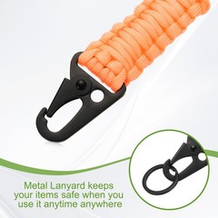 Paracord Lanyard, 550 Heavy Duty Keychain Lanyard (3 Pack, Luminous Orange)