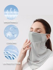 Cooling Balaclava Face Mask UPF 50 Sun Protection One Size, Dark Grey
