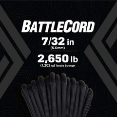 Atwood Rope MFG 5.6MM BattleCord – 2650lb Tensile Strength Black 50.0 Feet