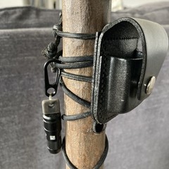 Survival Hiking Staff With Fire steel Leather Pouch And Compass