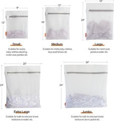 3-Pack Premium Mesh Laundry Bags – Large/Medium/Small with Sturdy Zippers for