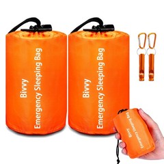 Emergency Sleeping Bag Survival Bag, Cymuber Portable 2 PACK, Orange