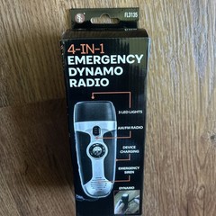 4-IN-1 AM/FM Radio Emergency Dynamo 5.5 Inch & Lanyard 3 LED Alarm USB OUT Siren