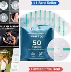Sensor Covers Waterproof Transparent 50 Pack Libre 3 Patches No Glue Center