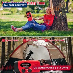 Portable 2000mAh Hand Crank Emergency Solar Panel SOS Weather Radio, Self-Powere