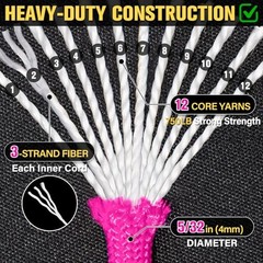 Paracord Rope 750 lb – 5/32″ Parachute Cord 4MM 12-Strand para 200ft Rose Pink