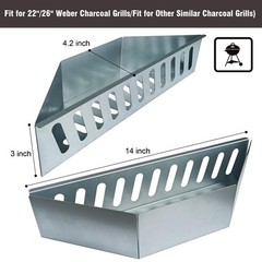 BBQCuker Charcoal Basket,Set of 2 Tray for 14.2x4x3 inches, silver