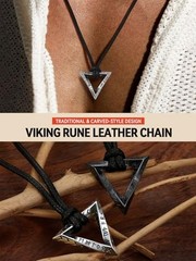 Norse Viking Rune Necklace with Stainless Steel 02. Mobius Triangle-Black