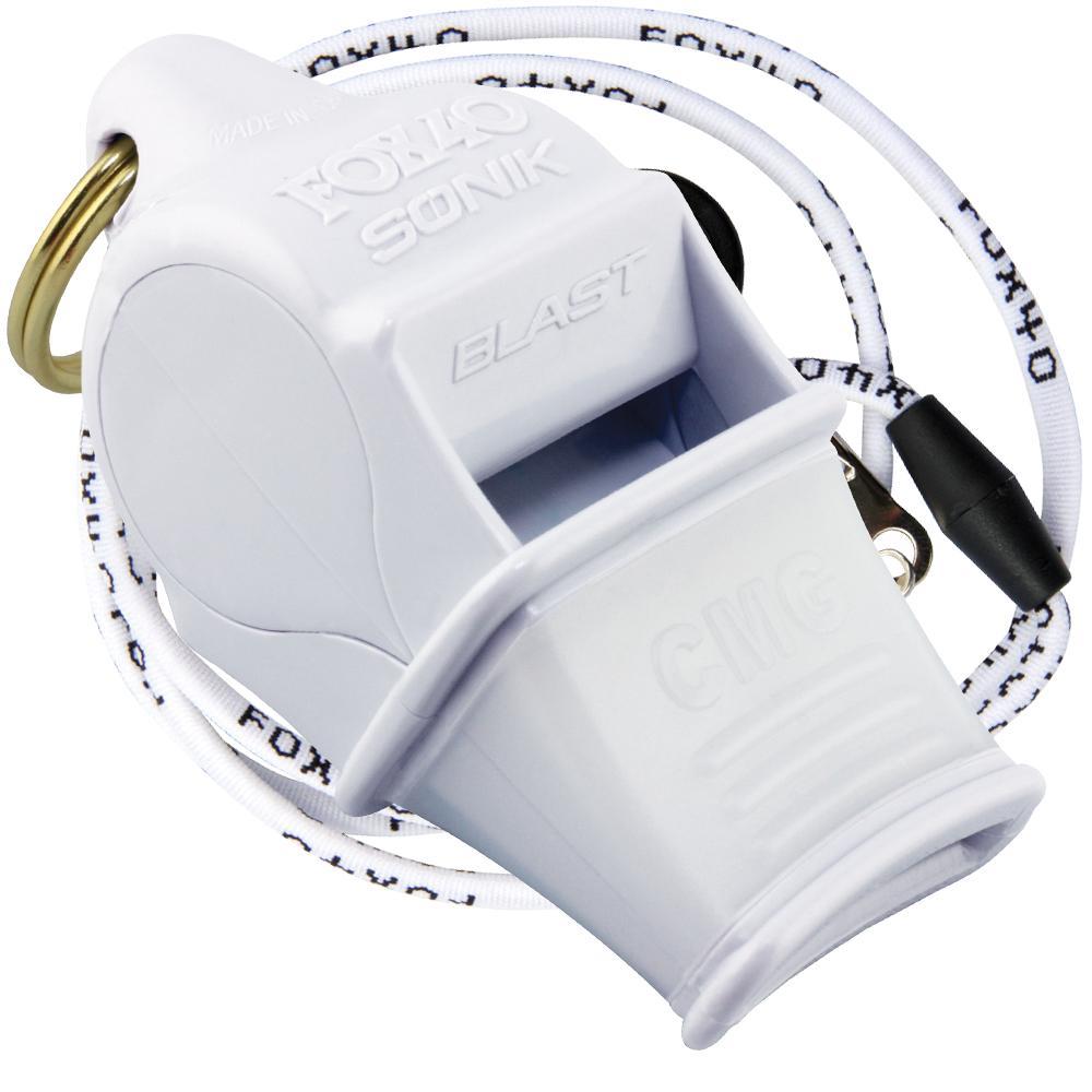 WHITE Fox 40 SONIK BLAST CMG Whistle Official Coach Safety Rescue – FREE LANYARD