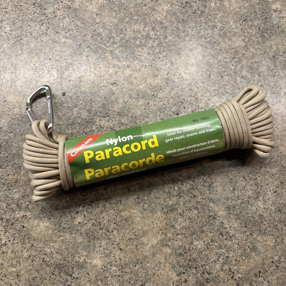 50’ Paracord, tan 100% Nylon 2 Ply 7 Strand Cord Load Rating: 100 Lb Camping