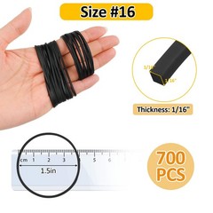 MOWPOG 700 Pcs Rubber Bands, Size #16 Rubberbands Reusable Elastic Black