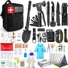 Survival Kit, 251 Pcs Gear First Aid Kit with Molle Large, Black