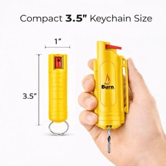 BURN Pepper Spray Keychcain Self Defense 1/2oz Security Case Yellow – 2 PACK