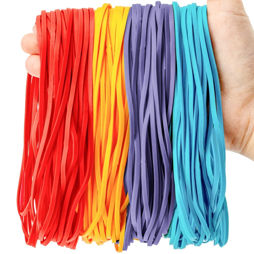 Large Rubber Bands Heavy Duty- Sukh 7 Inch(100pcs), Red, Blue, Purple, Yellow