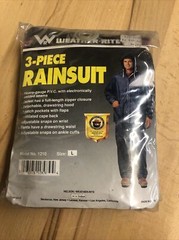 VINTAGE WEATHER-RITE 1210 F”P.V.C. RAINSUIT SIZE L – CLEAR NOS SEALED!