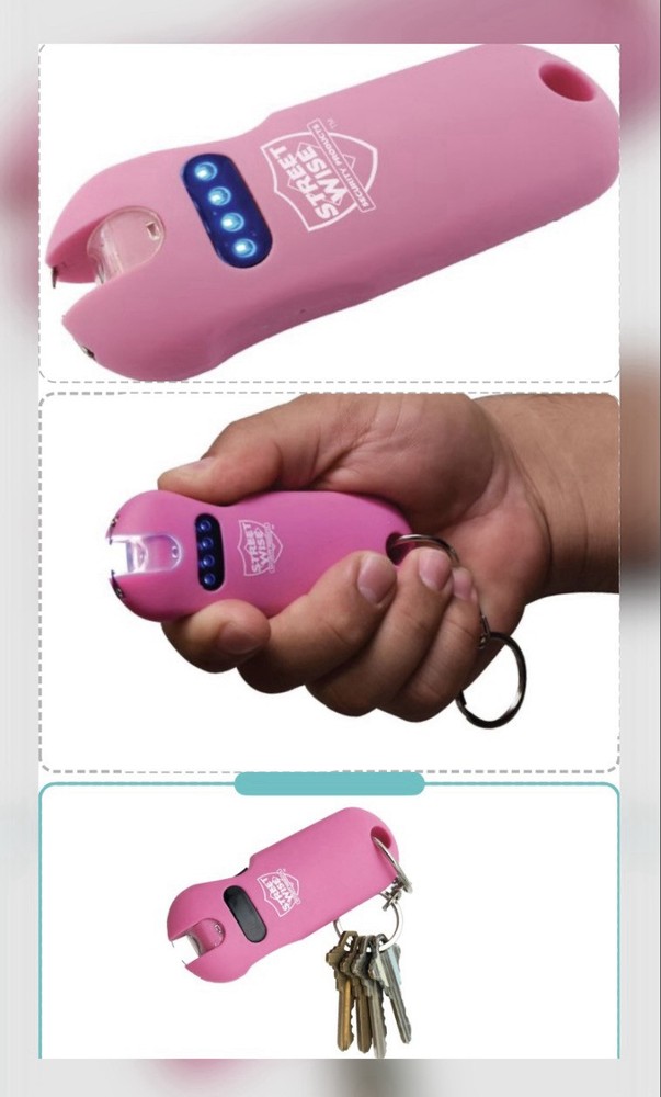 SMART Stun Gun WOMEN Pink Flashlight QUICK RELEASE battery meter RECHARGEABLE