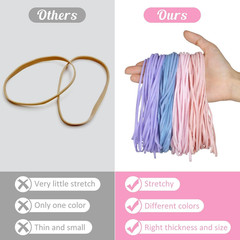 120 Pcs Long Rubber Bands, Morandi Colors, Light Pink+Pink+Blue+Purple