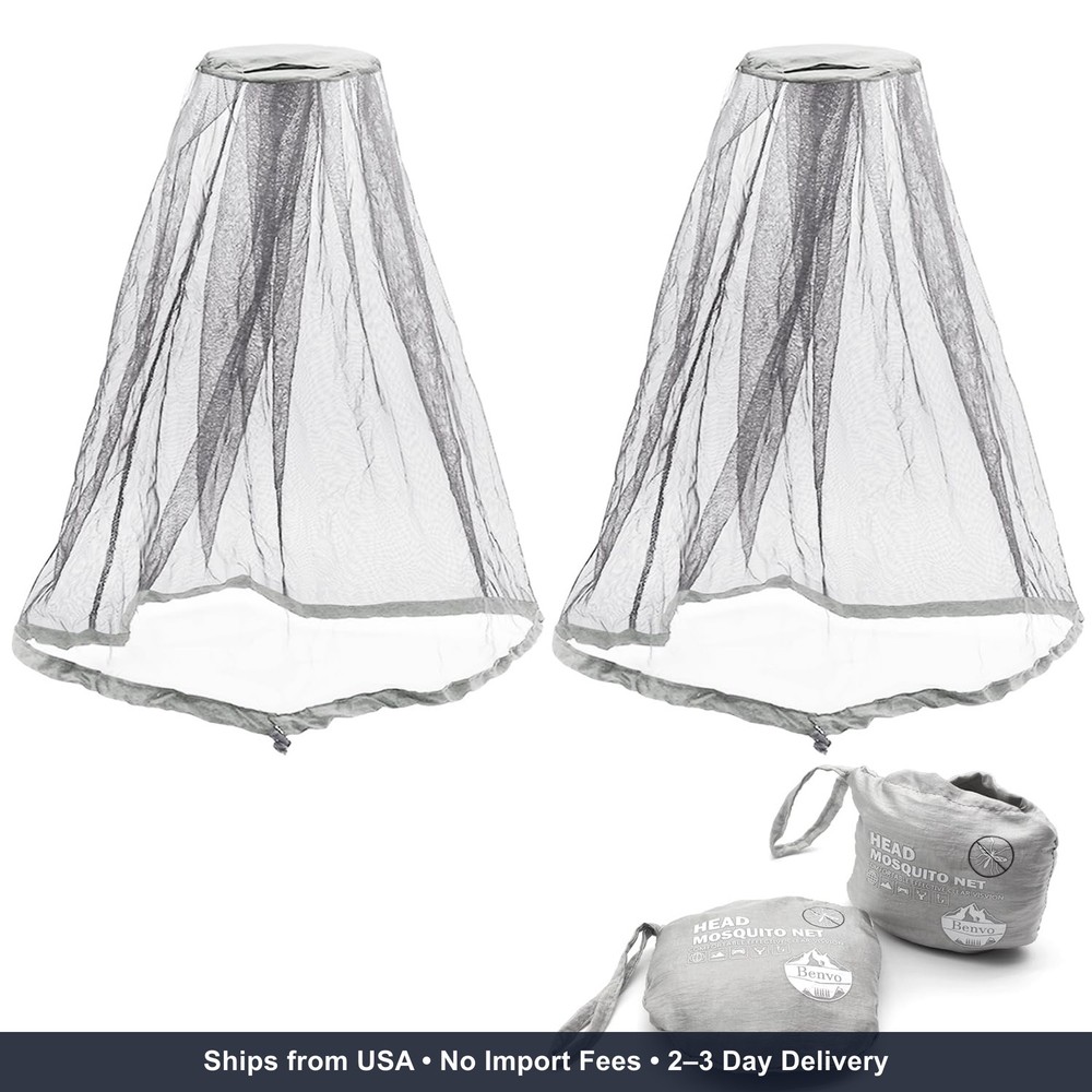 Benvo Mosquito Head Net Mesh Face Neck Fly Netting Cover from Bugs Gnats Noseeum