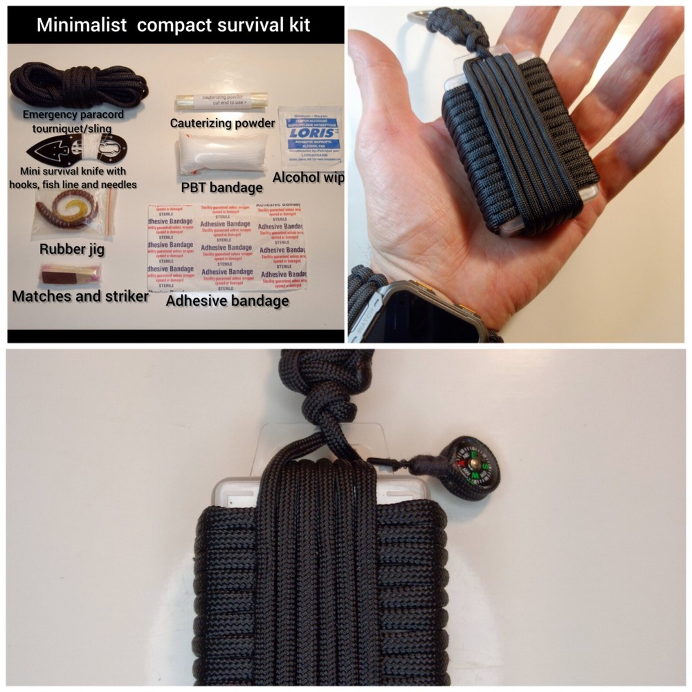 Mini Outdoor Survival Kit Knife Fishing Gear Fire Compass First Aid Paracord