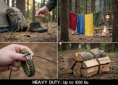 Parachute Cord 850lb | 550 Paracord 100 Feet Genuine Type III Nylon Rope Tent…