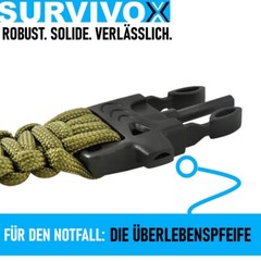 SURVIVOX Survival Bracelet Compass Whistle Fire Starter Outdoor Paracord 5in1