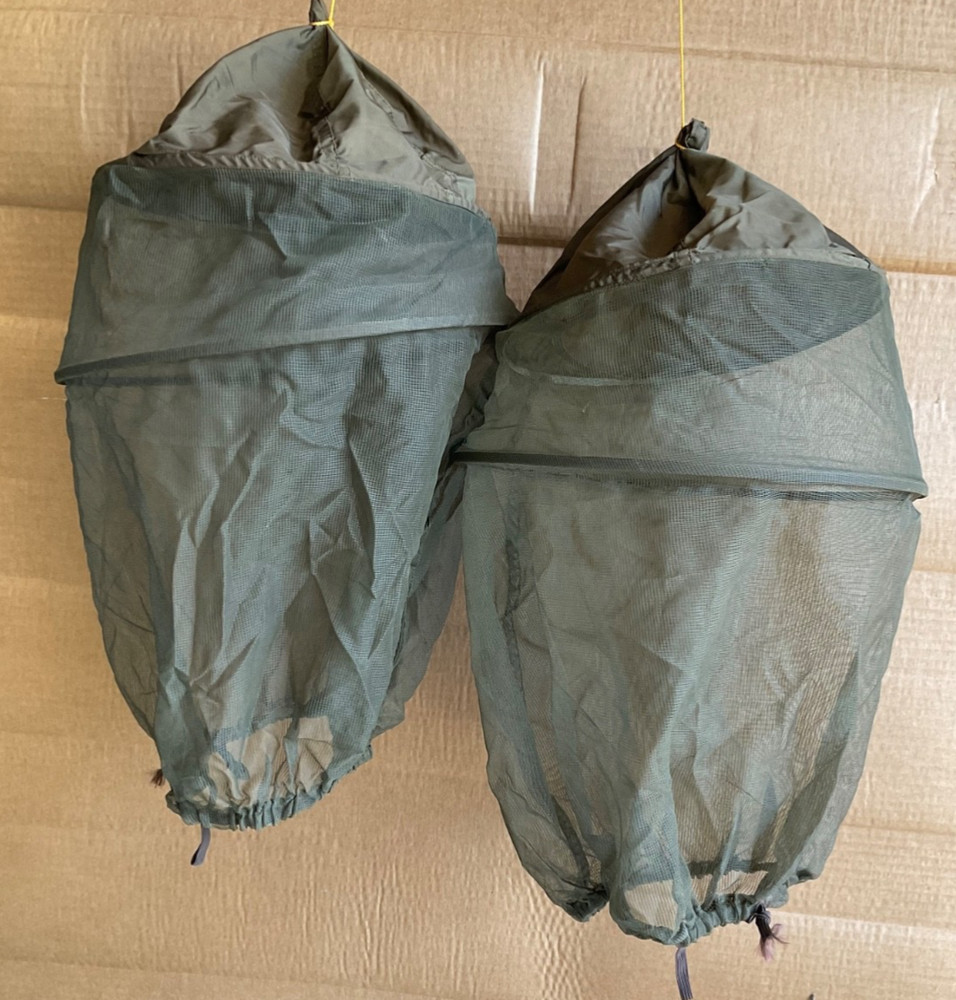 Vintage MIilitary Mosquito Head Nets (2) in Army Green.
