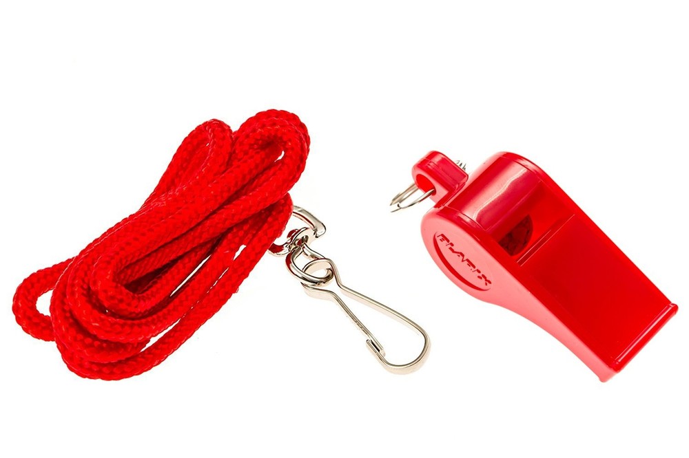 BLARIX Guard Pea Whistle and Lanyard Red and Red