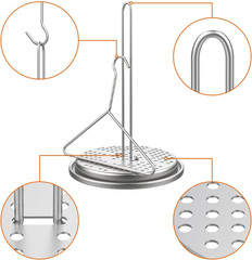 Perforated Turkey Fryer Hook with Base Rack, Stainless Steel Chicken Poultry Ver