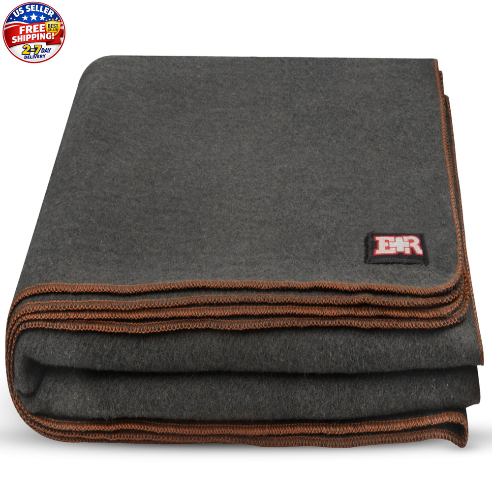 Military Wool Blanket 80% Wool – Warm, Washable, Perfect for Outdoors, Camping,