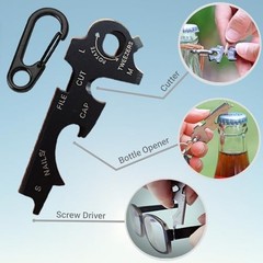 Heavy Duty Keychains with Carabiner Clip,8-in-1 Multi-Tool,EDC Black+silver