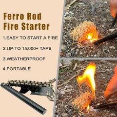 VVAAGG Flint and Steel Fire Starter Kit Survivor 3/8 1/2 inch Ferro Rods and