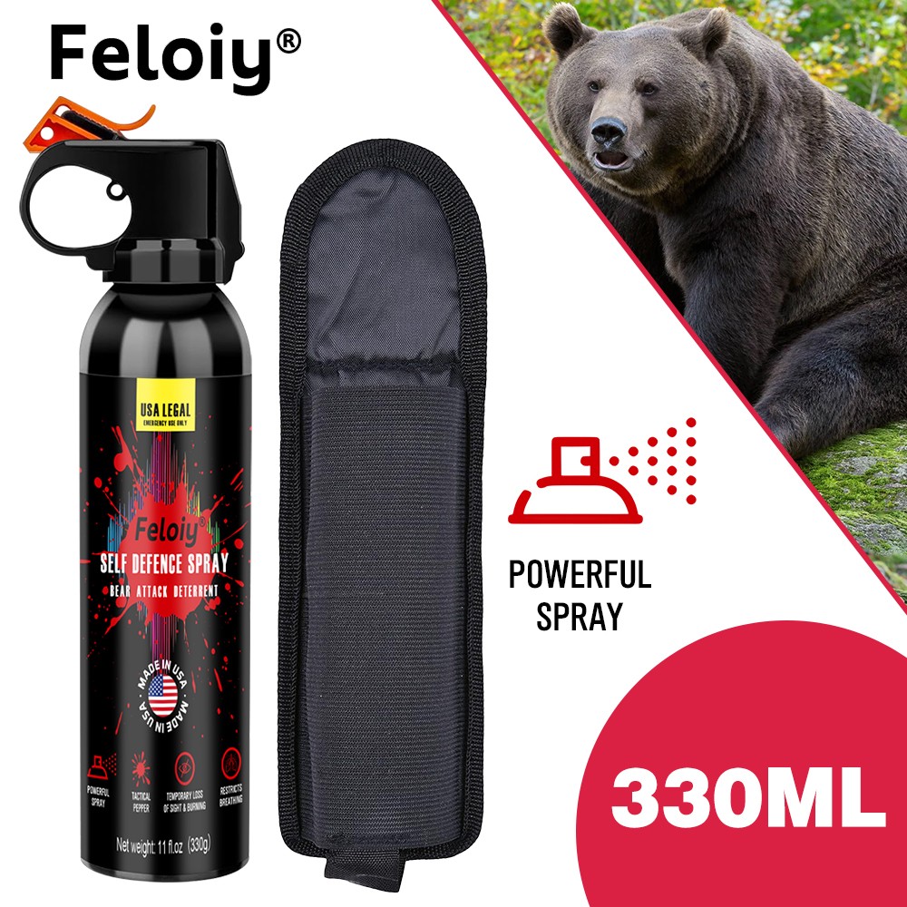 Feloiy Self Defence Spray w/ Holster Bear Attack Deterrent Legal Bear Spray 11oz