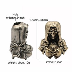 Female Skull Bust Brass Knife Beads EDC DIY Paracord Woven Bracelets Lanyard Pen