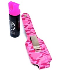 Police Magnum pepper spray 3 ounce Hot Pink safety lock PC holster CLOSEOUT
