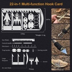 22-1 Fishing Hunting Hiking Bushcraft Survival Card Tool