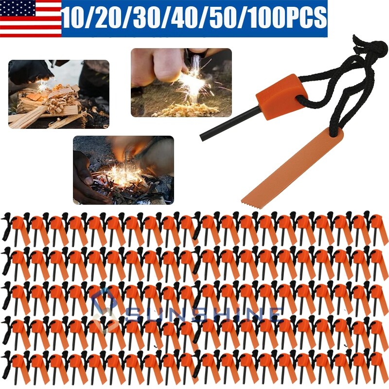 Bulks Flint Fire Starter Magnesium Steel Striker Camping Emergency Survival Gear