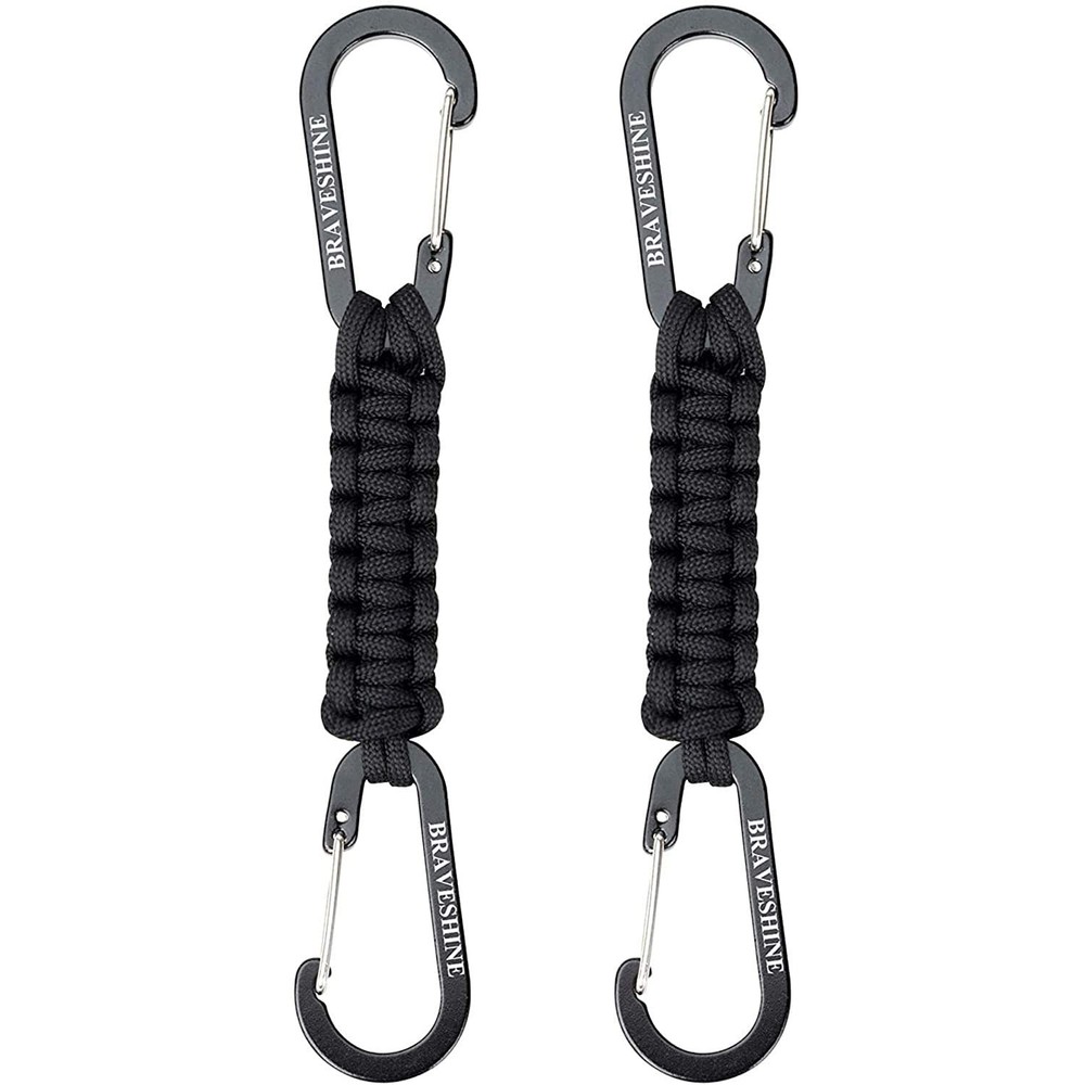 BRAVESHINE 2 Pack Black Paracord Keychain 24 inches (18.5 cm),