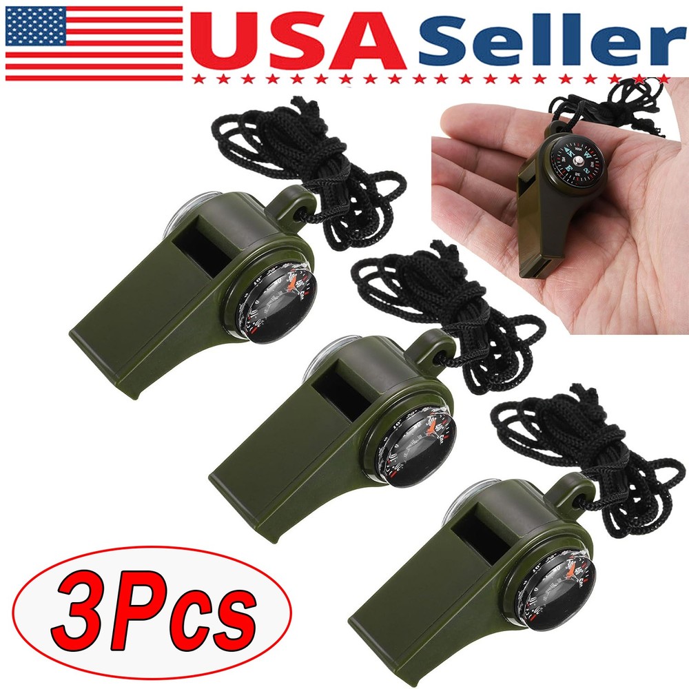 3 Pack Very Loud Keychain Whistle for Survival, Sports, Hiking, Outdoor Activity