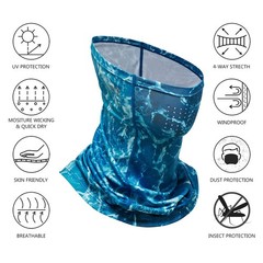 BASSDASH Neck Gaiter Mask UPF 50 Sun Protection for Men & One Size, Ocean