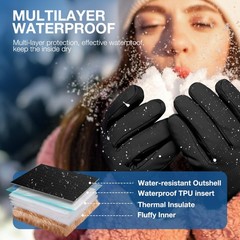 SIMARI Winter Waterproof Warm Gloves Women Men with Touchscreen Large, Black