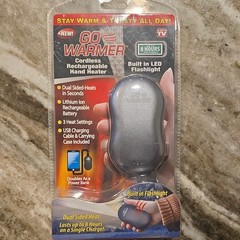Go Warmer Rechargeable Electric Hand Warmer 3 Heat, LED, USB Power Bank, Gray